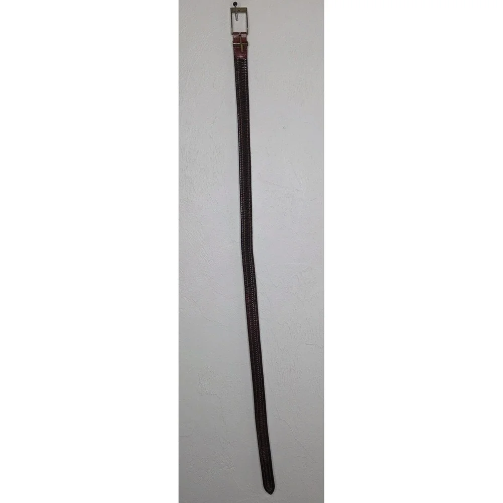Unbranded Italian Full Grain Leather Dress Belt Brown Braided Men's Size 38